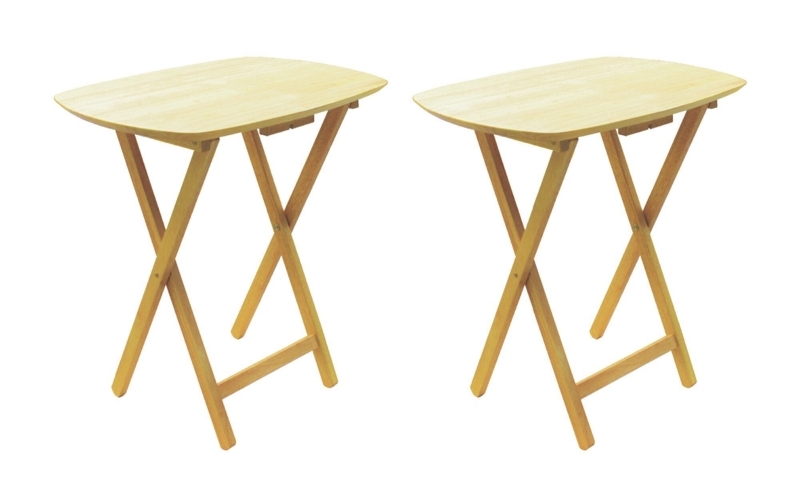 Milton 2 Piece Oversized Solid Wood Folding TV Tray Table Set
