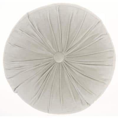 Mina Victory Sofia Round Ruched Velvet 16 in. x 16 in. RND Lt Grey Indoor Throw Pillow