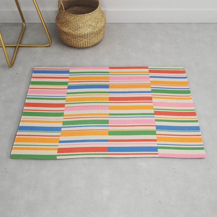 Modern Throw Rug | Stripes | Pattern 01: The Retro Edition by Ayeyokp - 2' x 3' - Society6