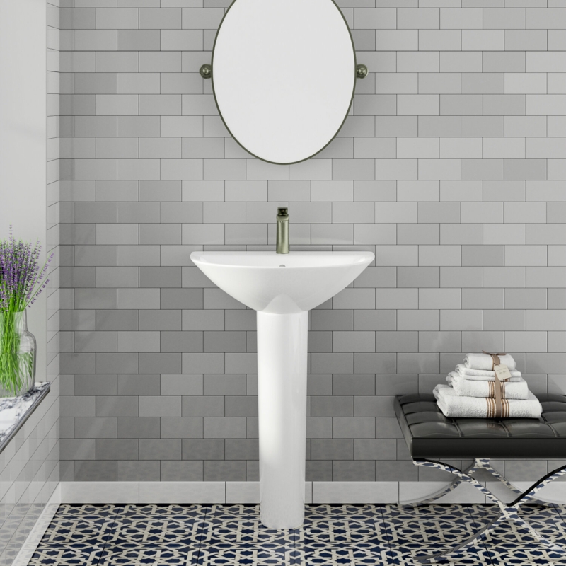 Morning 650 Pedestal Lavatory, with 1-Faucet Hole, Overflow, White