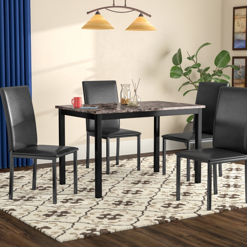 Noyes 5 - Piece Marble Top Dining Set