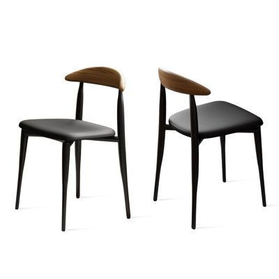 Orren Ellis 28.35" Black Solid back side ChairSet of 2, Solid Wood | Wayfair