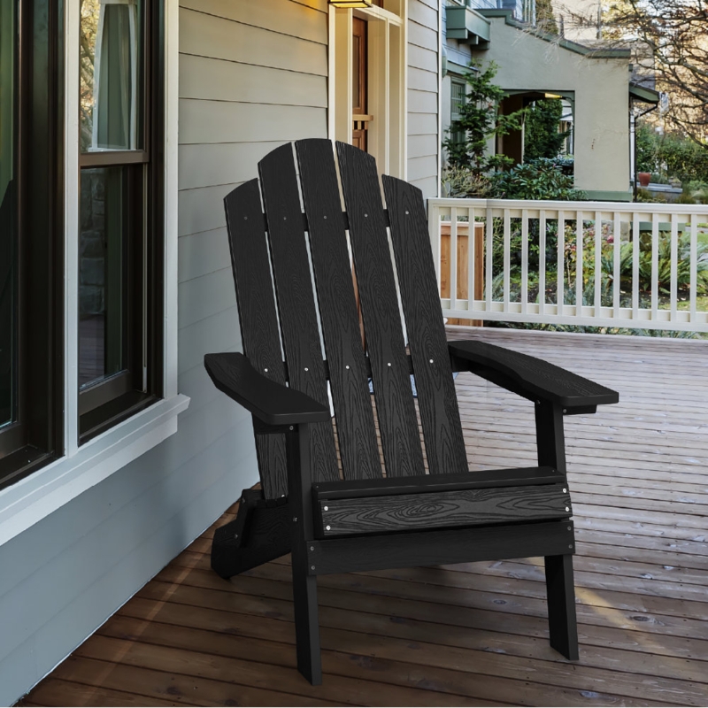 Our Store Outdoor Folding Adirondack Chair, Plastic Weather Resistant, Oversized Patio Chair
