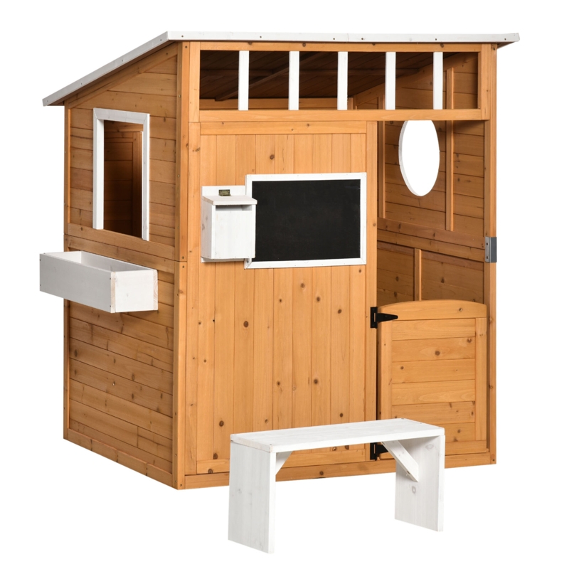 Outsunny 42.5'' W x 48'' D Outdoor Solid Wood Playhouse