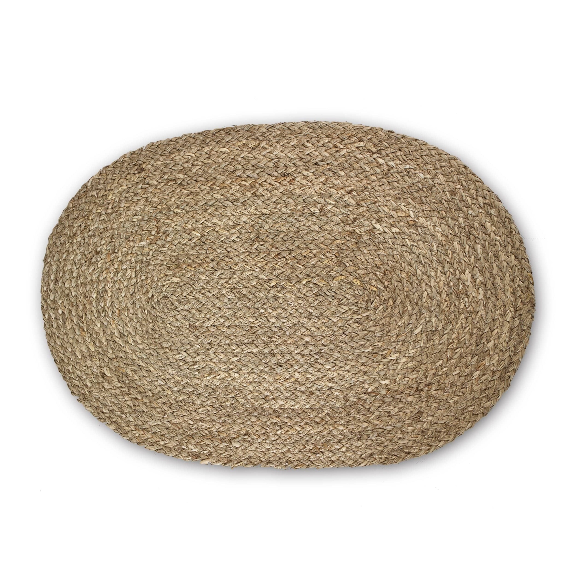 Oval Woven Indoor Doormat Natural Seagrass Non Slip Resist Dirt Entrance Rug for Patio Front Door - Natural