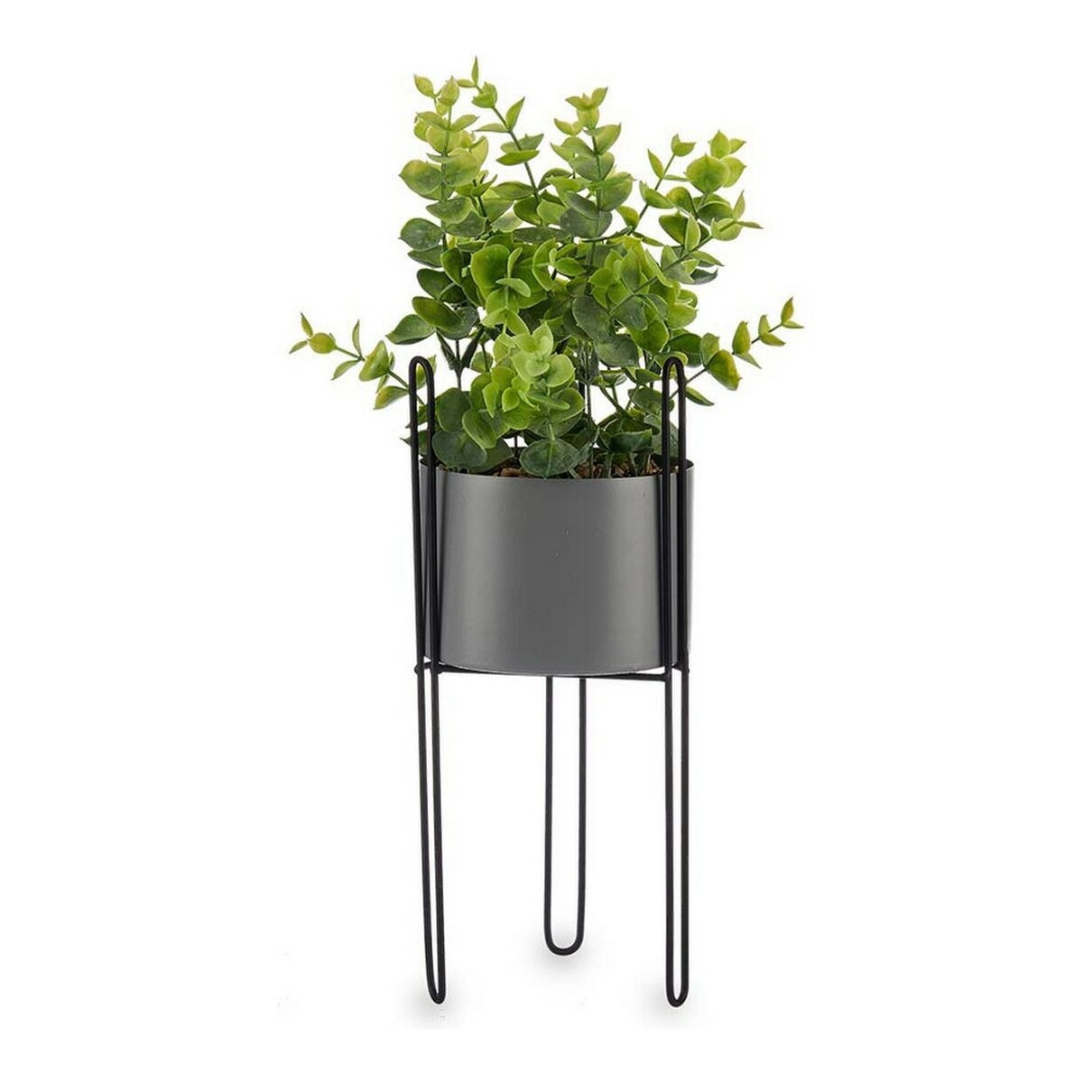 Plante dcorative Gris Eucalyptus Avec support Mtal Plastique (13 x 40 x 13 cm)
