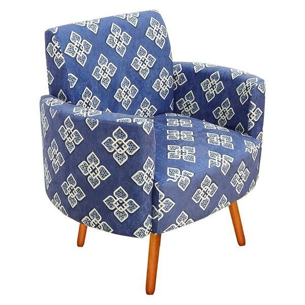 Poltrona Decorativa Agatha Braos Curvo Estampado Floral Bord