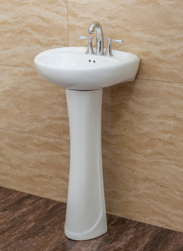 Prestige 33.25" Tall White Vitreous China Oval Pedestal Bathroom Sink with Overflow