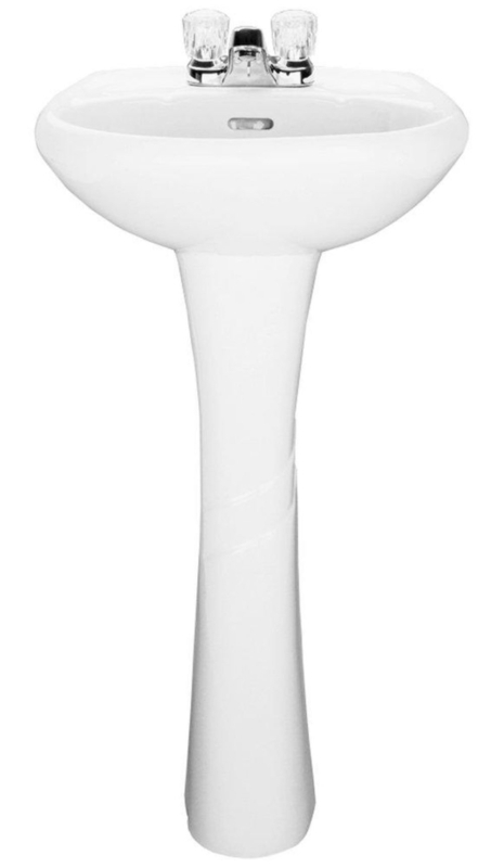 Proflo 7.0625'' Tall White Vitreous China Oval Pedestal Bathroom Sink