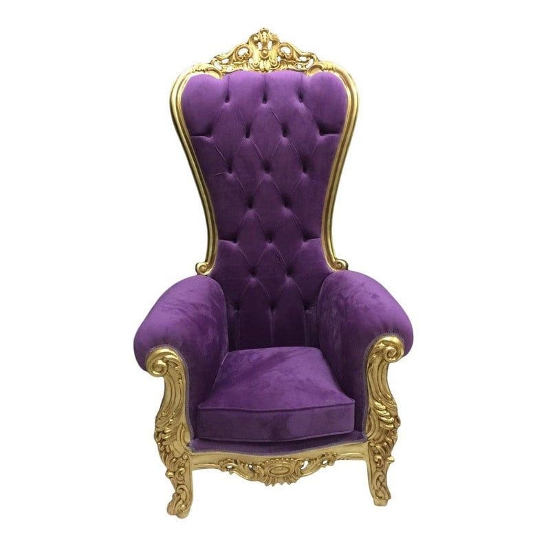 Purple Velvet Baroque style Tufted Pair of throne chairs - MADE TO ORDER