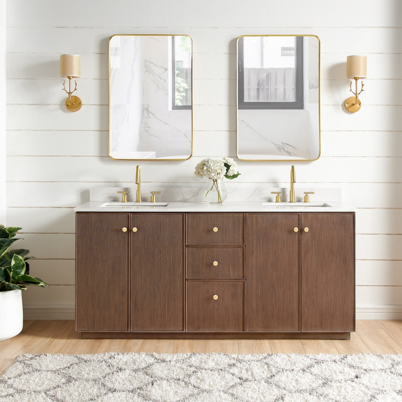 Rally 72'' Double Bathroom Vanity with Quartz Top