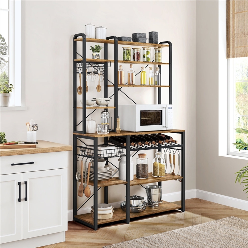 Rashel 43.5'' Wood Standard Baker's Rack with Microwave Compatibility