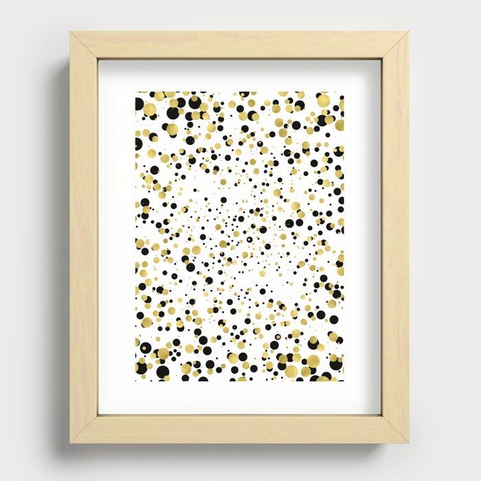 Recessed Framed Print | Gold And Black Confetti by Cafelab - Maple - 8" x 10" - Society6
