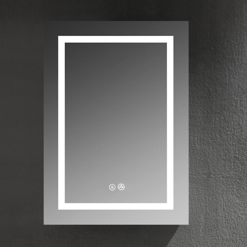 Recessed or Surface Mount Frameless LED Medicine Cabinet with 3 Adjustable Shelves and LED Lighting
