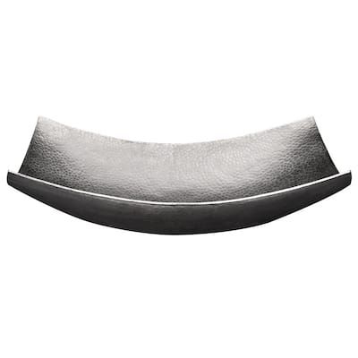 Rectangle 18 in. Modern Slope Hammered Copper Vessel Sink in Nickel