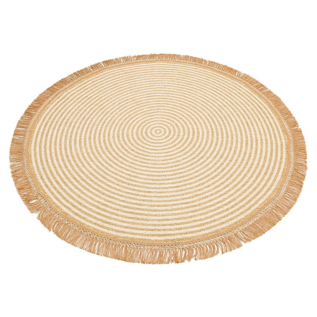 Rodanthe Cream Striped Machine Made Area Rug