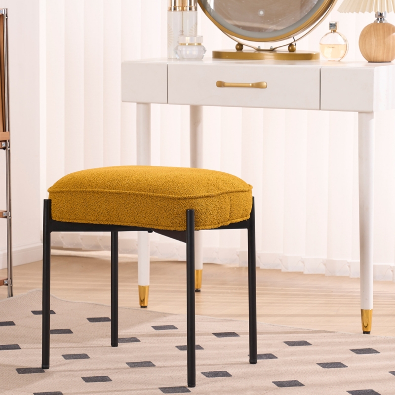 Romere Vanity Stool Fabric Upholstered Accent Stool Rectangle Makeup Stool  Ottoman with Metal Legs | Foter