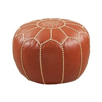 Saro Lifestyle Moroccan Pouf, 20"x20"x12" Round, Camel