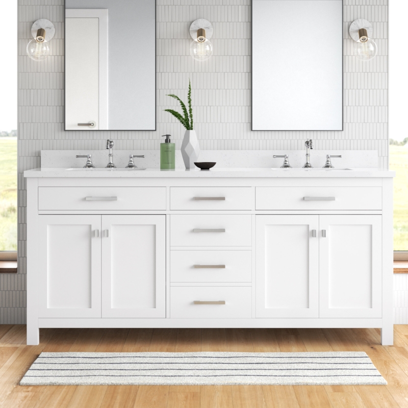 Saur 72'' Double Bathroom Vanity with Engineered Stone Top
