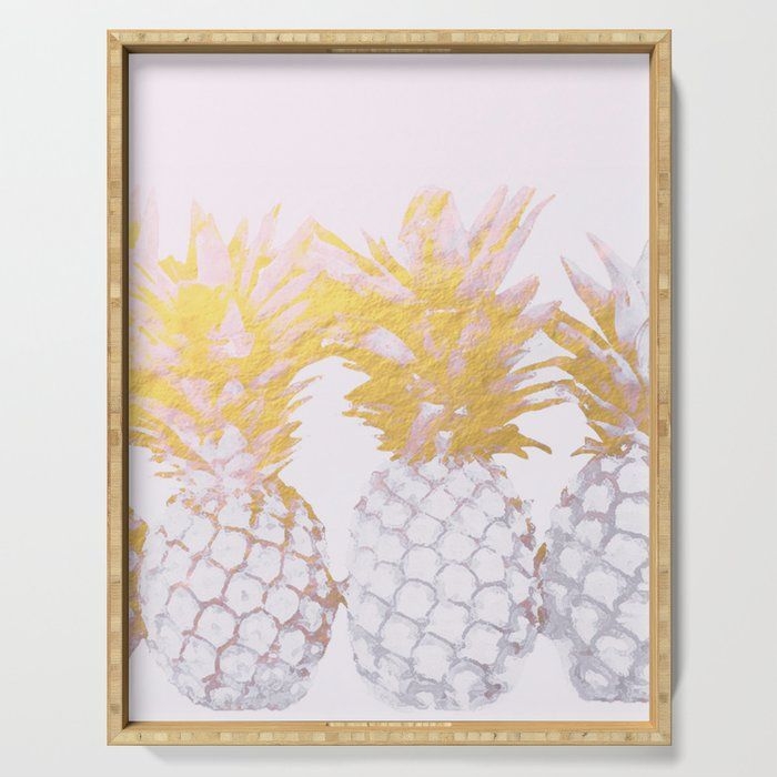 Serving Tray | Golden Pineapples by Gale Switzer - 18" x 14" x 1.75" - Society6