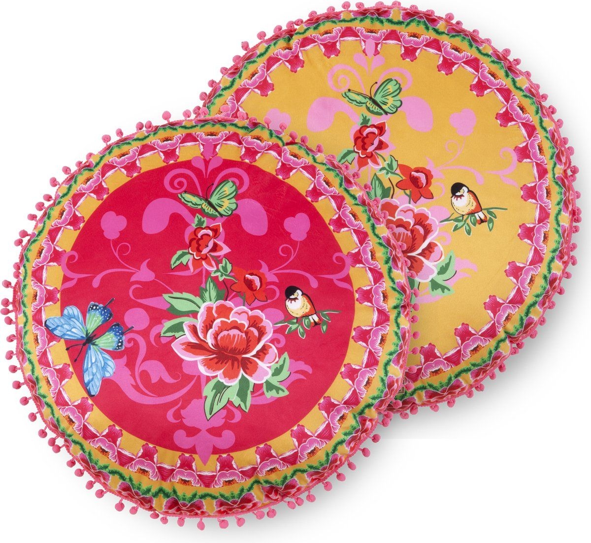 Sierkussen rond  55cm polyester Happiness no.20036 multi
