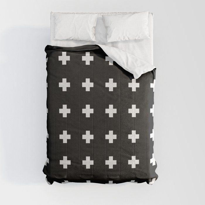 Small Swiss Cross Black Comforter - Full: 79" x 79" - Microfiber Polyester