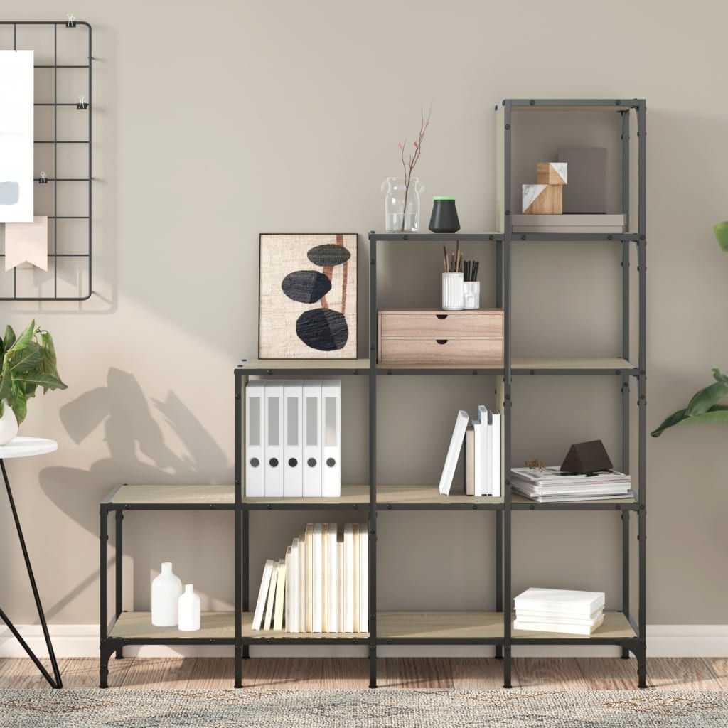 sonoma tlgy szerelt fa s fm knyvszekrny 122x30x132 cm