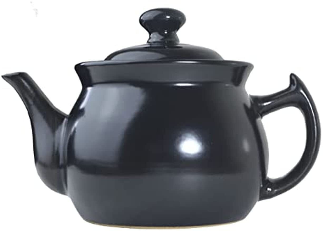 Spodumene Porcelain Teapot 1.8qt Kettle Casserole With Lid Ceramic Tea Pot Black