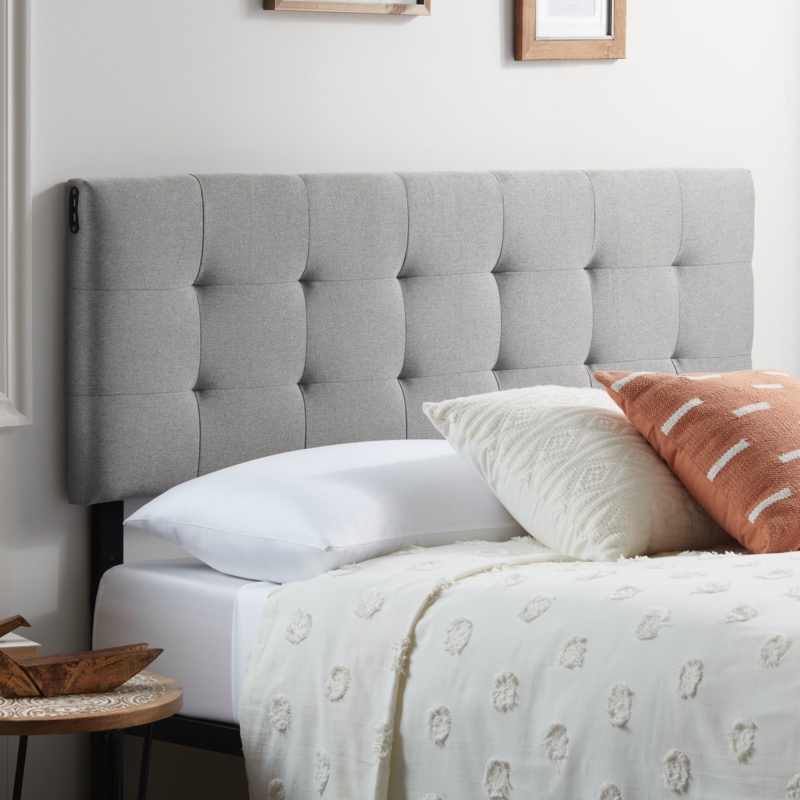 Square Tufted Mid-Rise Headboard with USB Ports