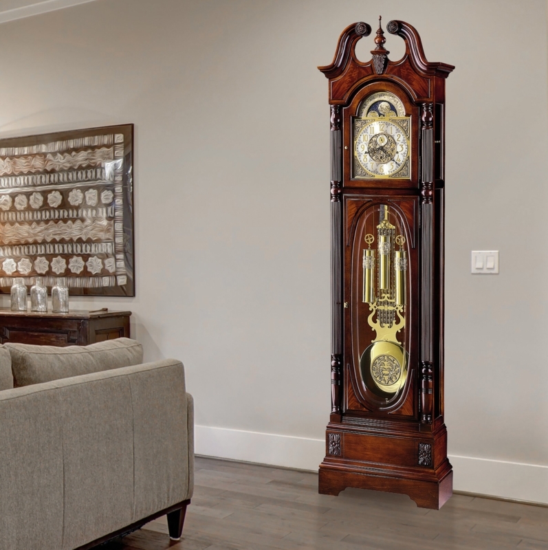 Stewart 86.25'' H Solid + Manufactured Wood Grandfather Clock with Adjustable Chime Volume