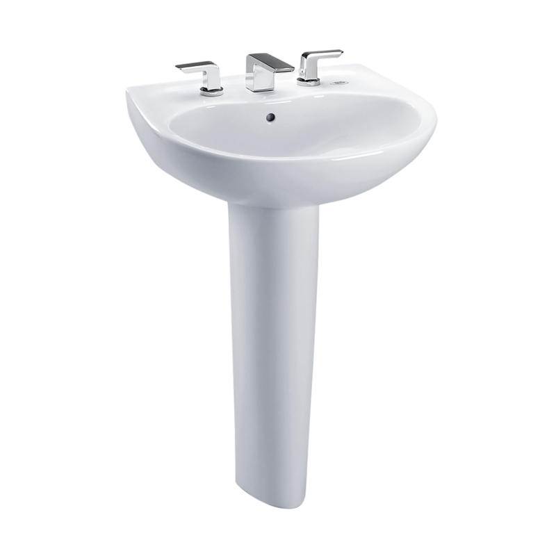Supreme® Vitreous China U-Shaped Pedestal Bathroom Sink with Overflow
