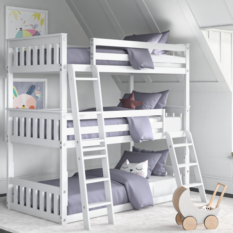Tamiko Kids Twin Over Twin Over Twin Bunk Bed
