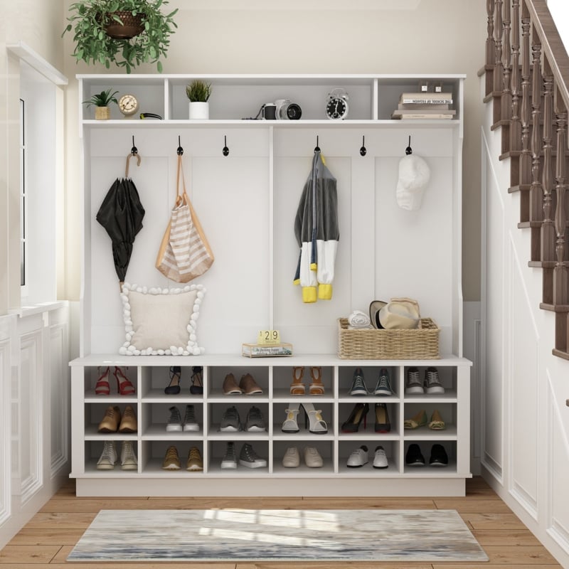Tangela Hall Tree 63'' Wide with Bench and Shoe Storage