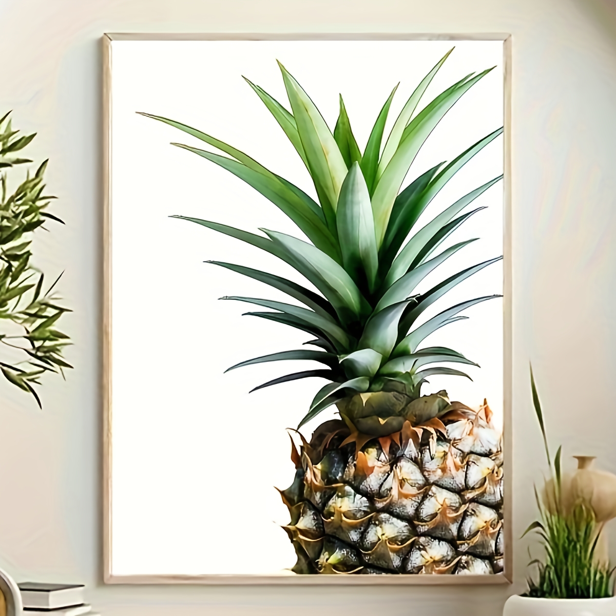 Temu1pc Pineapple Pattern Canvas Poster, Canvas Painting, Poster Prints, Ideal Gift, For Bedroom Living Room Hallway, Wall Art, Fall Decor, Wall Decor, Room Decor, No Frame