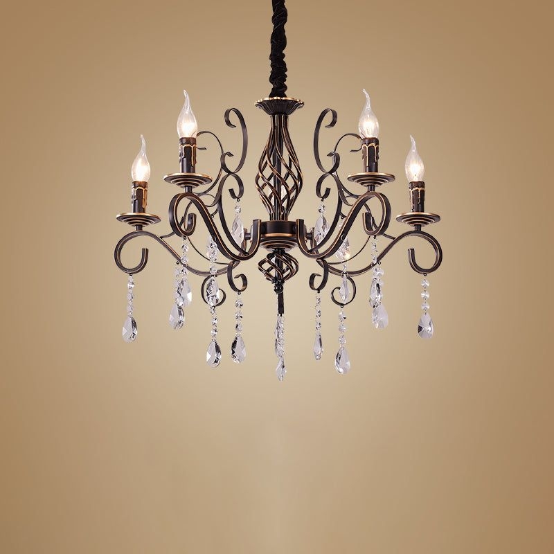 Traditional Unique Chandelier Lights Crystal Pendant Light Fixtures - 5-Light / Black-Gold