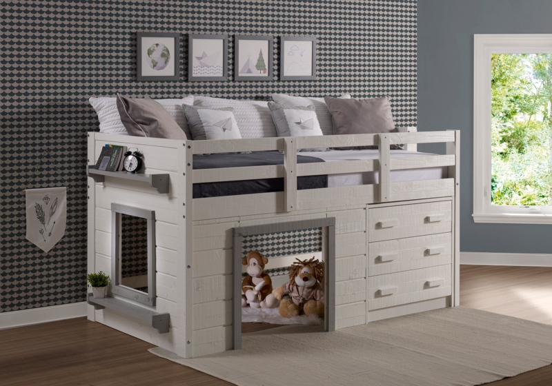 Tressa Twin Solid Wood Platform Loft Bed with Shelves by Harriet Bee