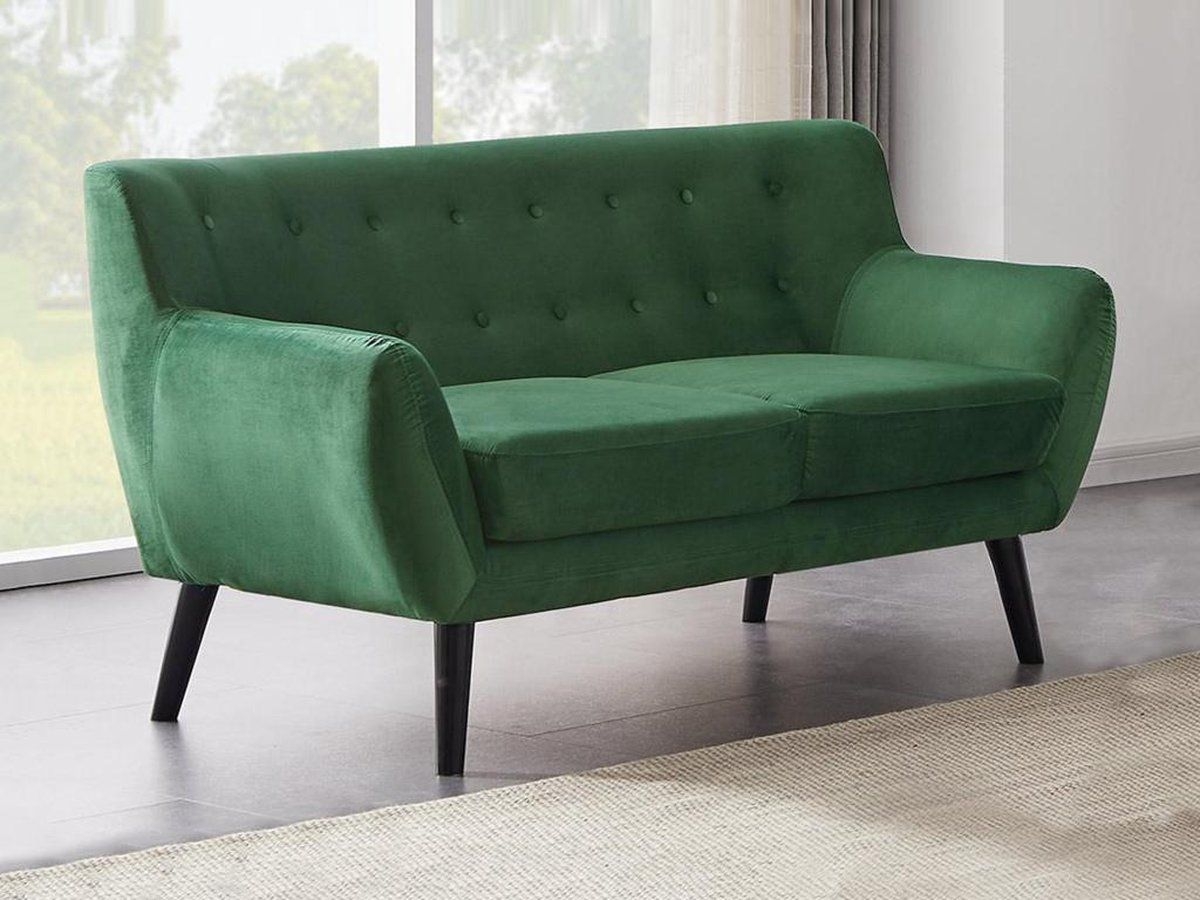 Tweezitsbank in sparrengroen fluweel SERTI L 158 cm x H 81 cm x D 80.5 cm