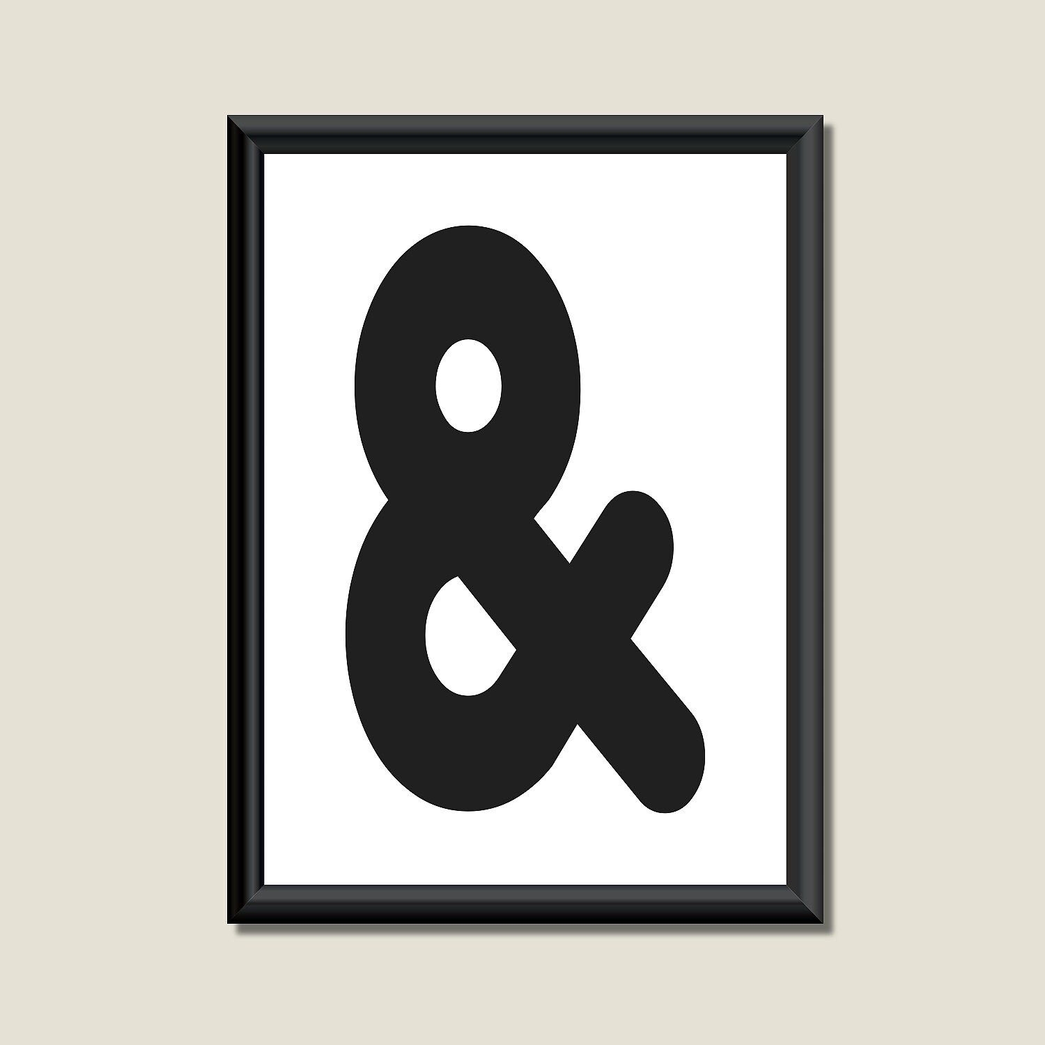 Typography Digital Print Monogram Initial Wall Art Zarista Ampersand