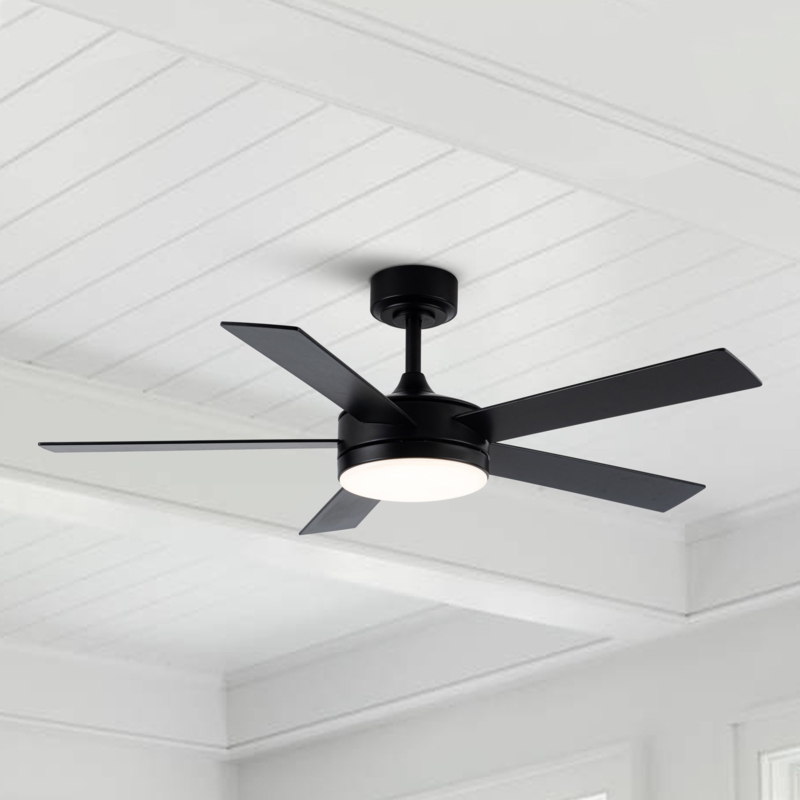 Vaczon 48" 5 - Blade Modern Black Ceiling Fan with LED Lights and Remote Control
