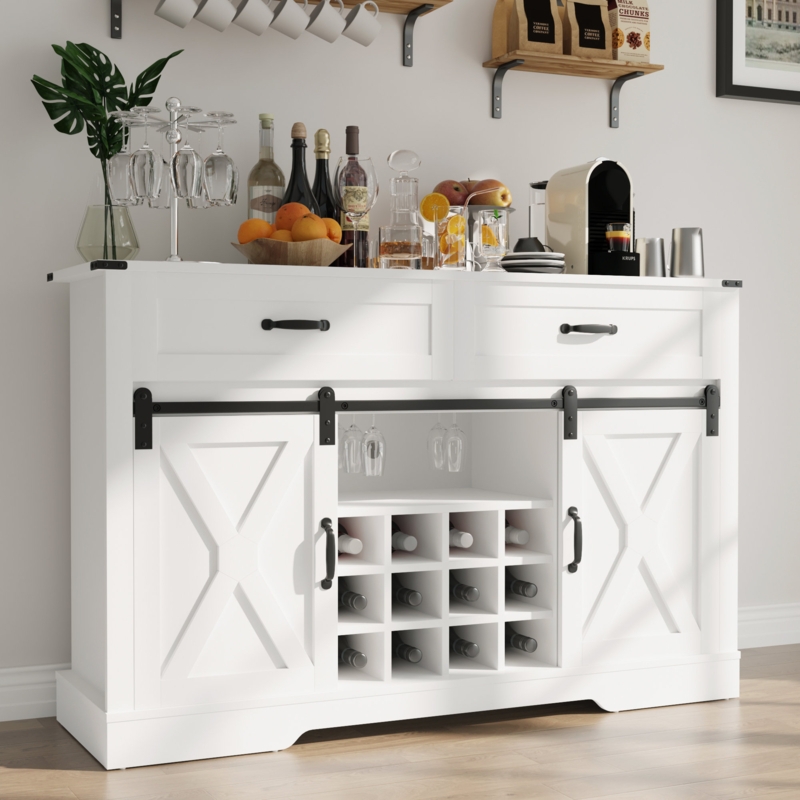Versavia 52" Coffee Wine Bar Cabinet with Sliding Barn Door