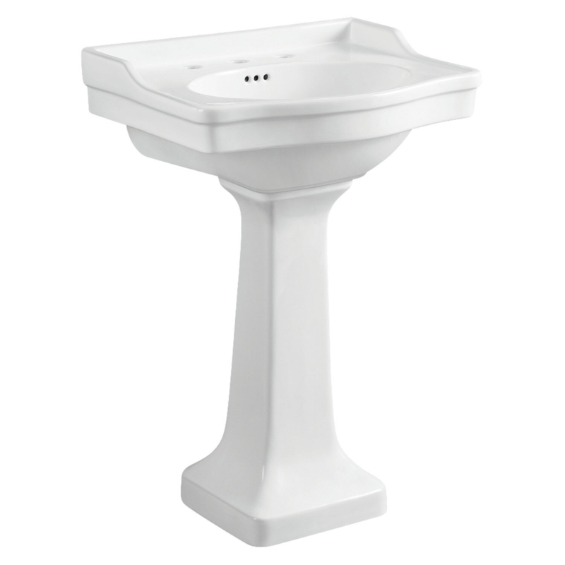 Victorian Ceramic U-Shaped Pedestal Bathroom Sink with Overflow