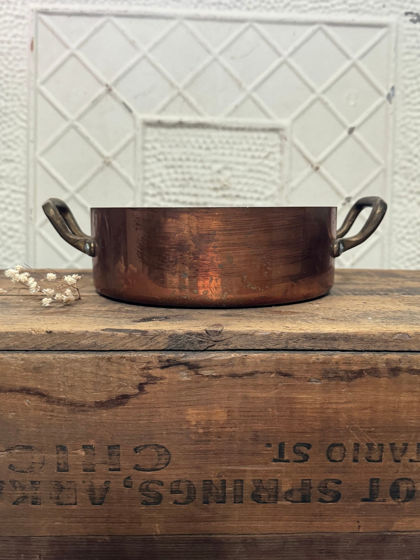 Vintage French La Belle Cuisine Copper Pan, Brass Handles, French Kitchen, French Country, Farmhouse Kitchen, Copper Pan