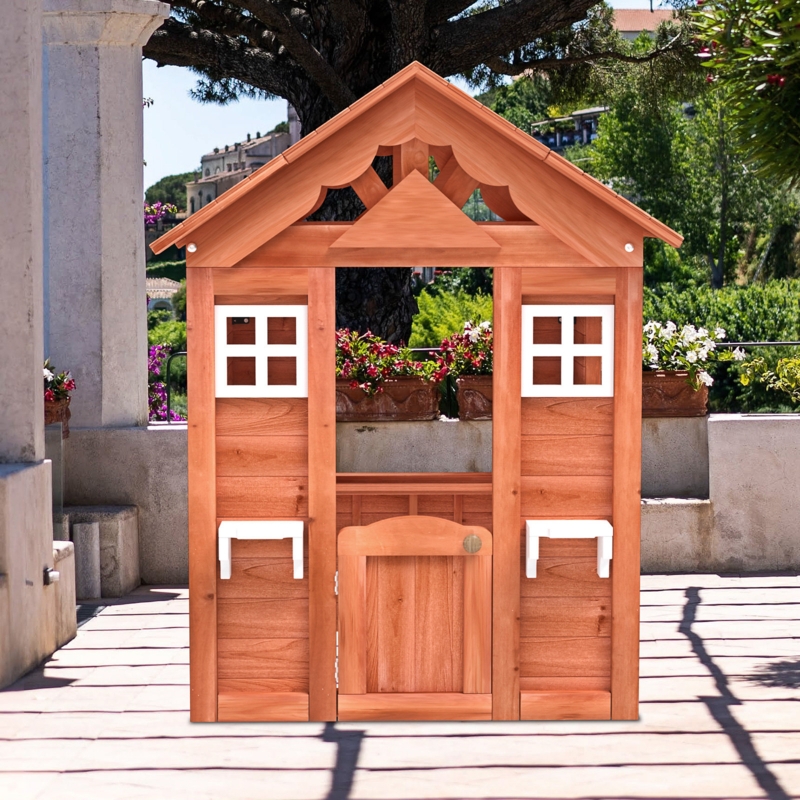 WELLDONE 46'' W x 42'' D Outdoor Solid Wood Kids Playhouse