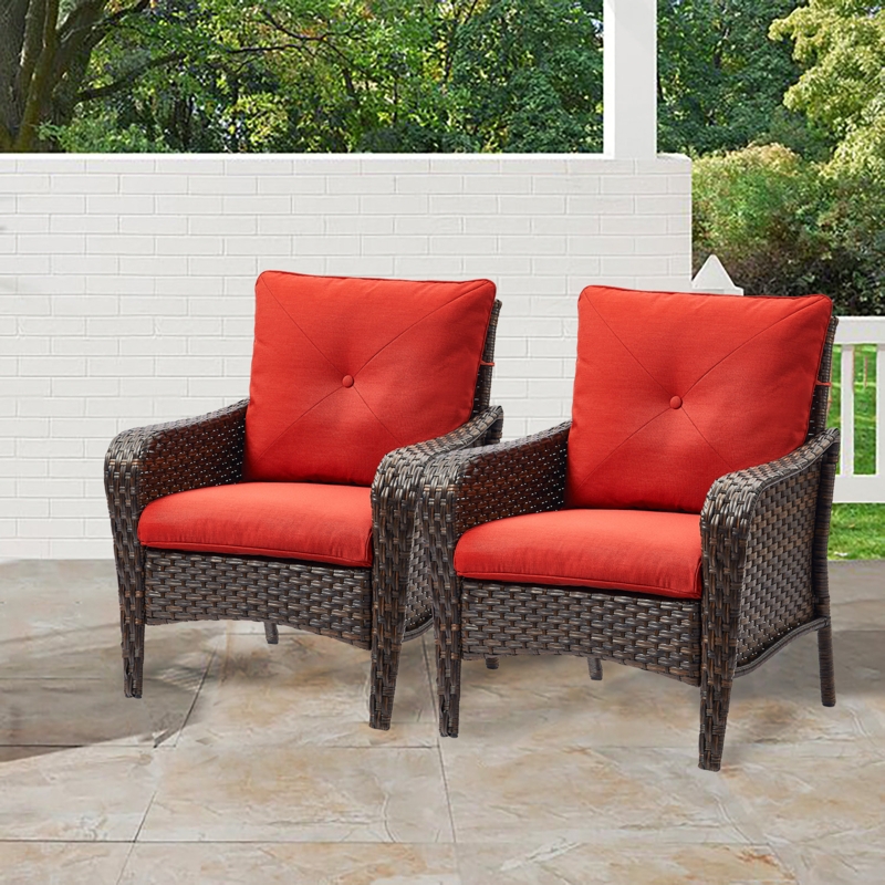 Wicker Rattan Patio Chair with Cushions