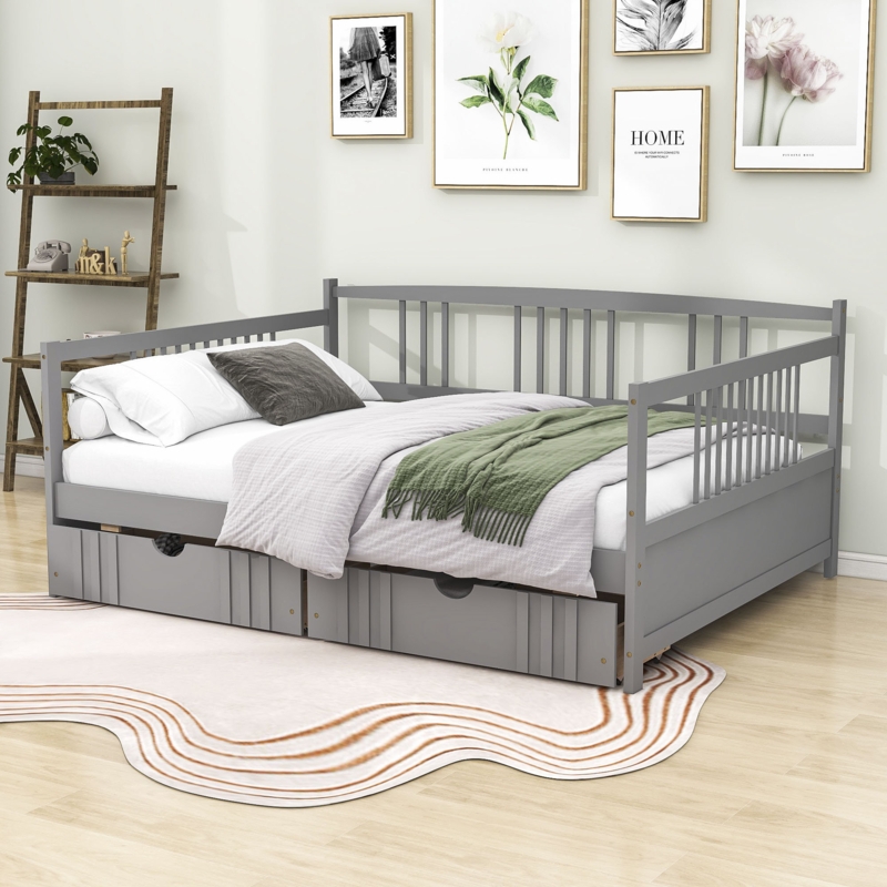Wooden Daybed with 2 Drawers