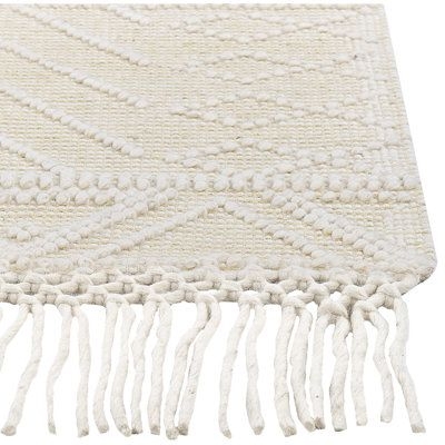 Wool Area Rug 160 X 230 Cm Beige Mavikent