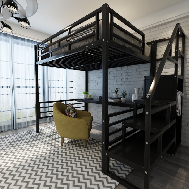 Full-Size Loft Beds With Stairs