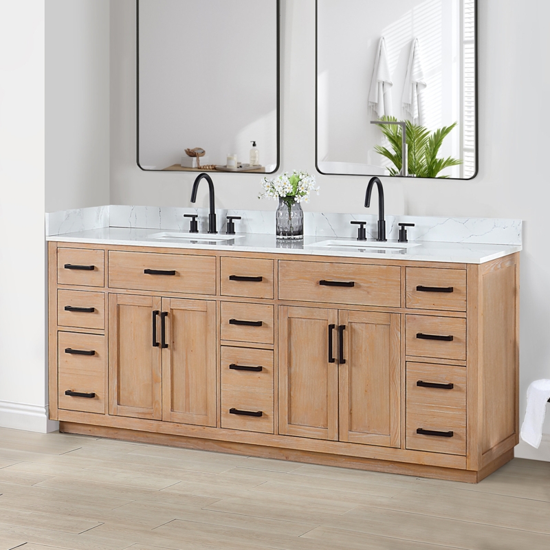 Yle 84'' Double Bathroom Vanity with Cultured Marble Top