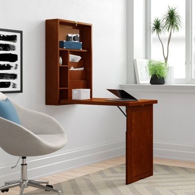 Zipcode Design Andersonville Floating Desk Wood in White/Brown, Size 58.0 H x 22.0 W x 36.0 D in | Wayfair