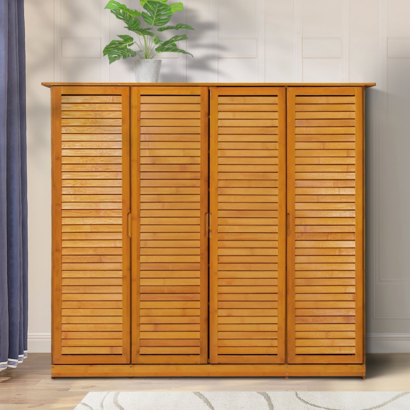 13-Tiers 33 Pairs Bamboo Shoe Rack Organizer Storage Shoes Blind with Door for Entryway Hallway
